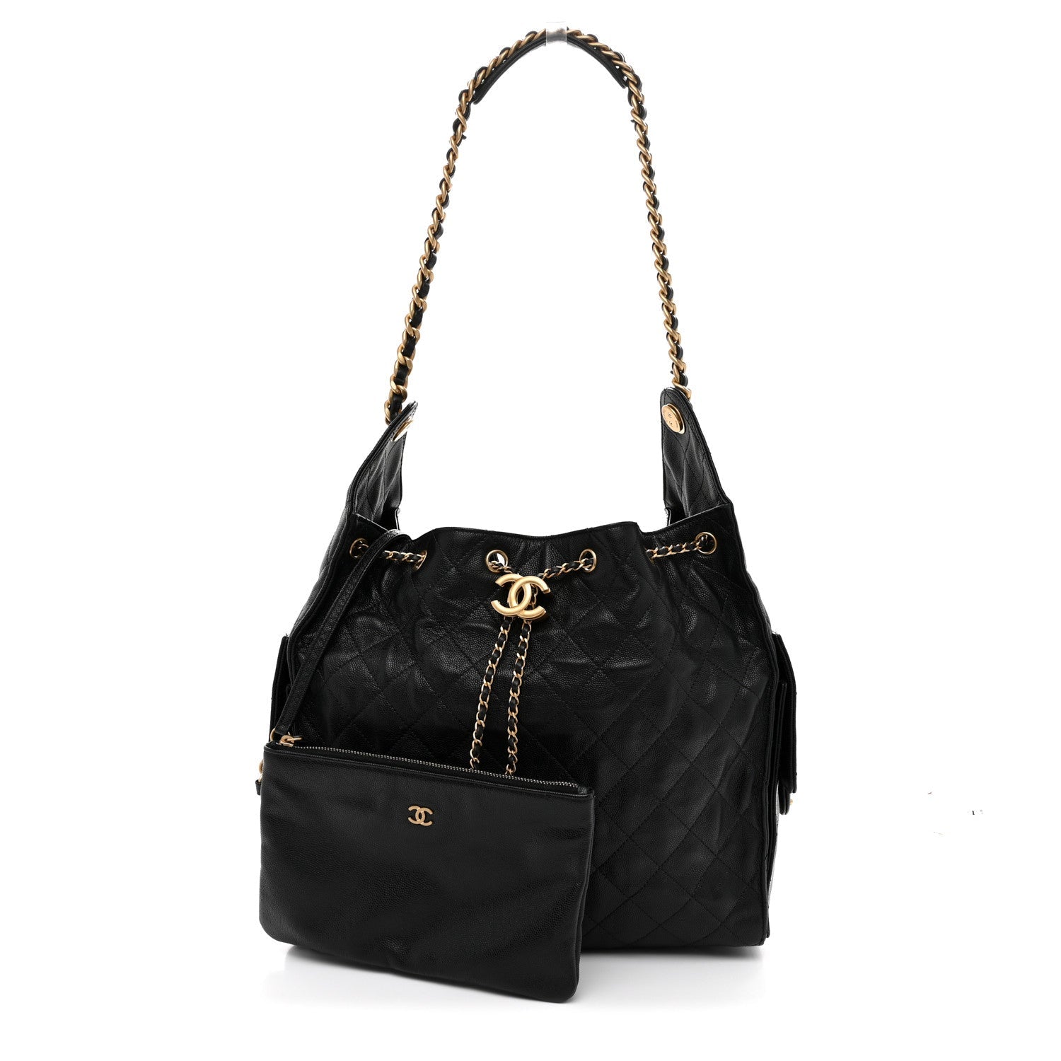 Caviar Quilted Medium Chanel 25 Handbag Black