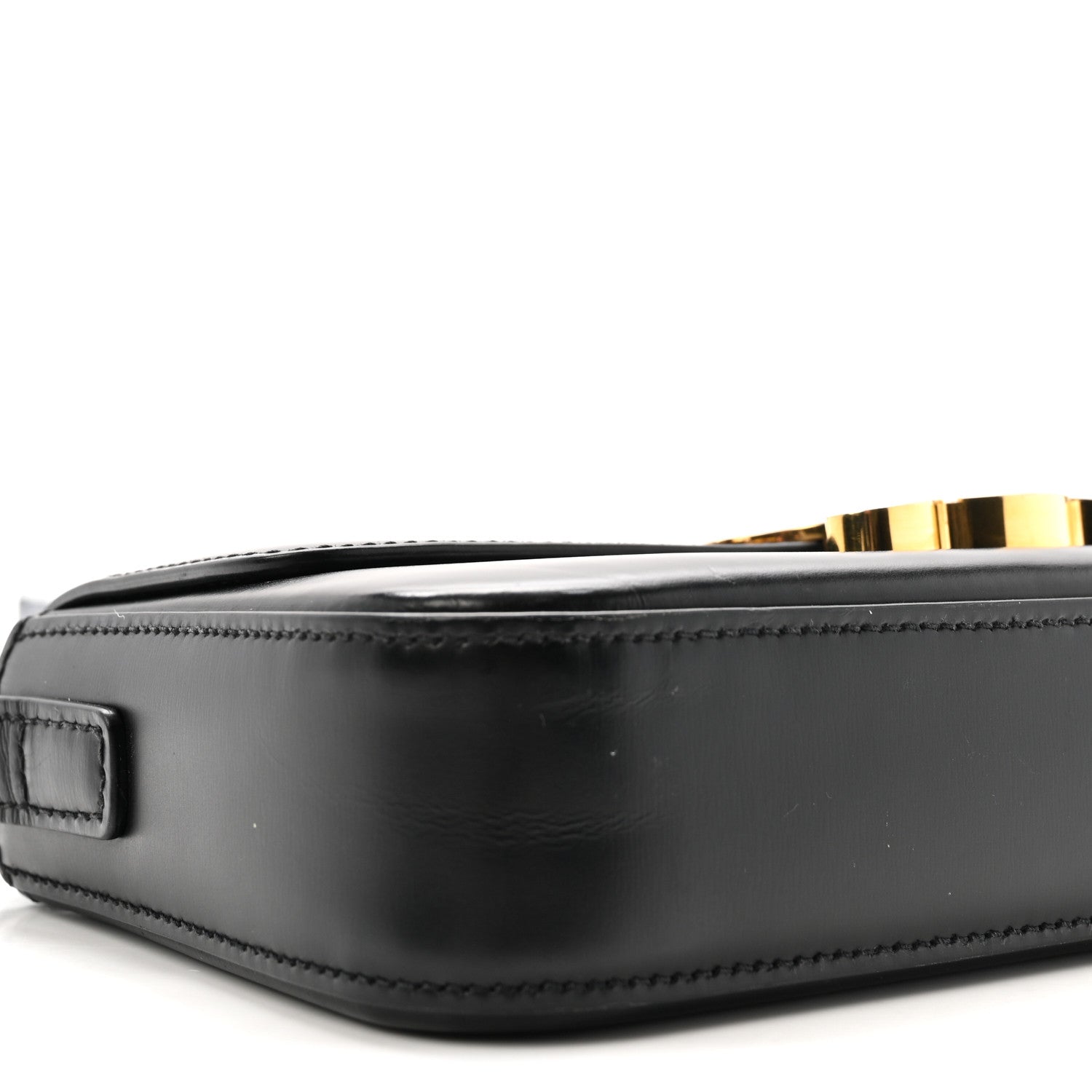 Shiny Calfskin Triomphe Shoulder Bag Black