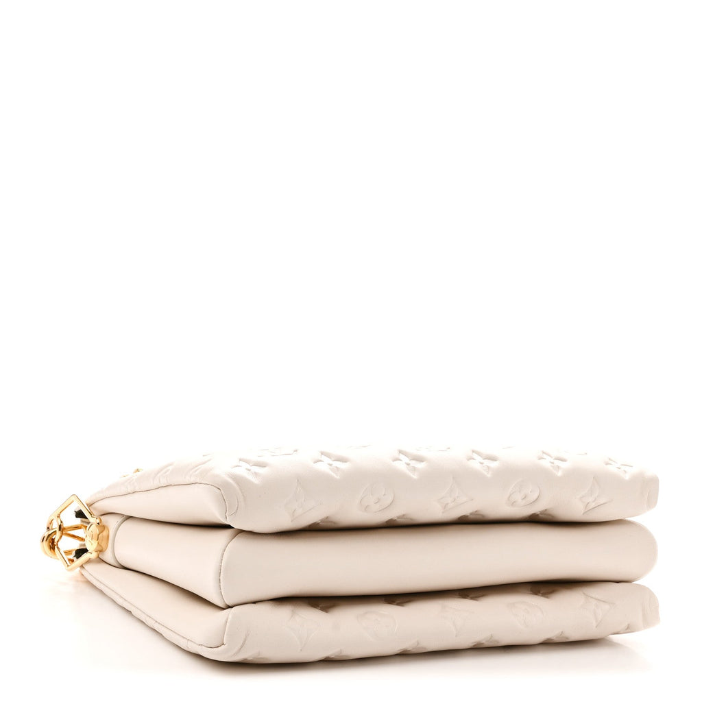 Lambskin Embossed Monogram Coussin PM Beige Cream