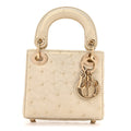 Iridescent Ostrich Micro Lady Dior Latte