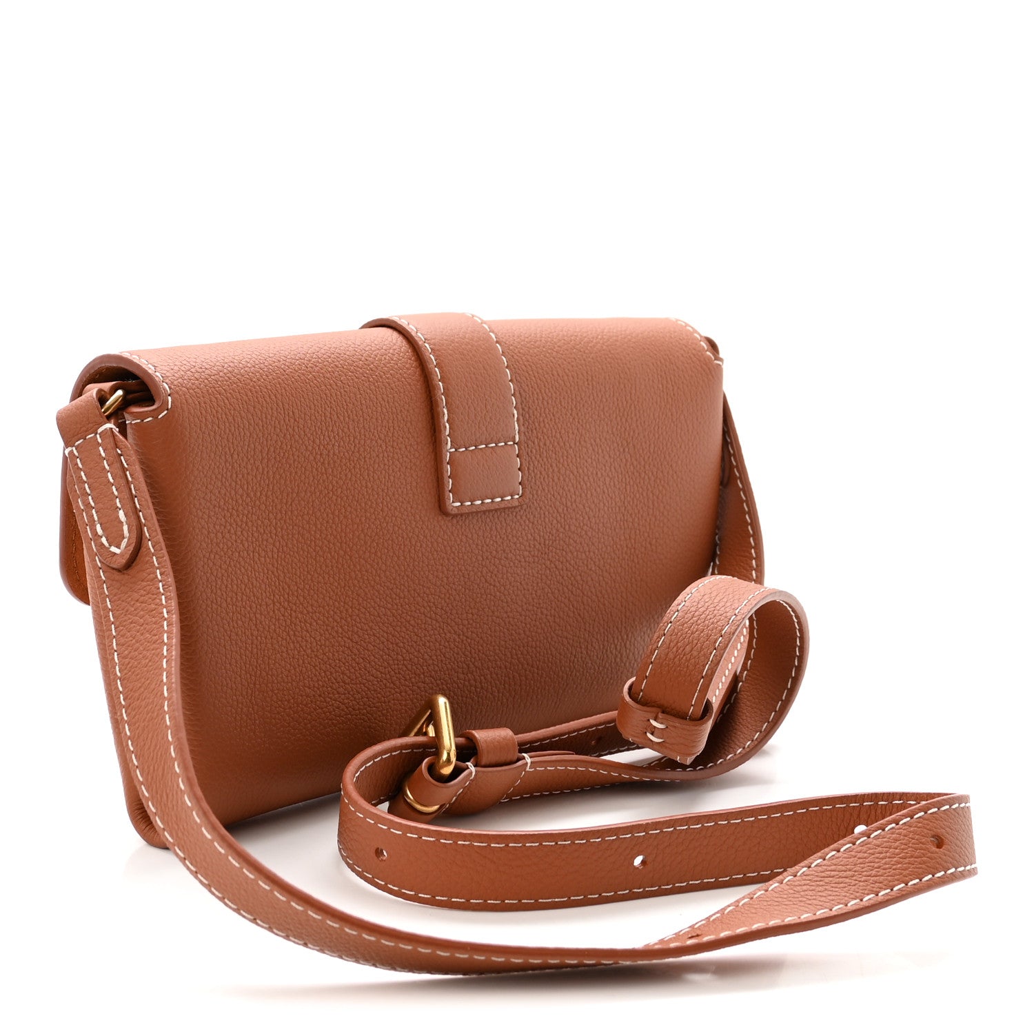 Grained Calfskin Low Key Wallet On Chain Cognac