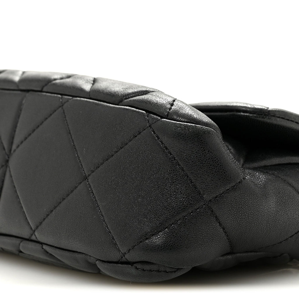 Lambskin Plexiglass Quilted Coco Love Flap Black