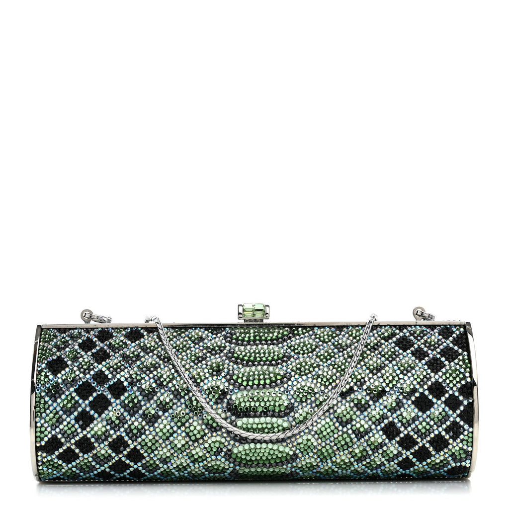 Swarovski Crystal Scales Minaudiere Clutch Blue Multicolor