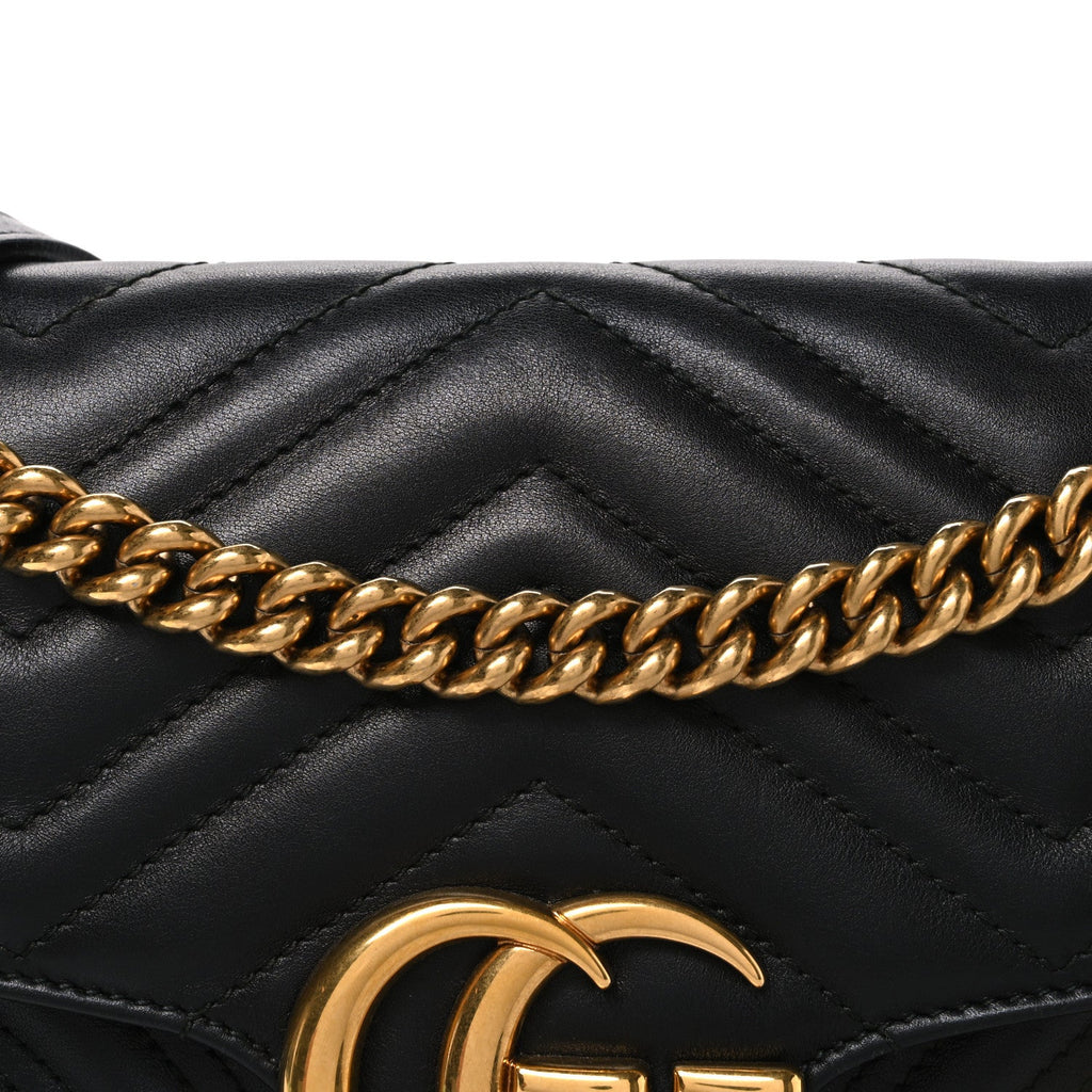 Calfskin Matelasse Small GG Marmont Shoulder Bag Black