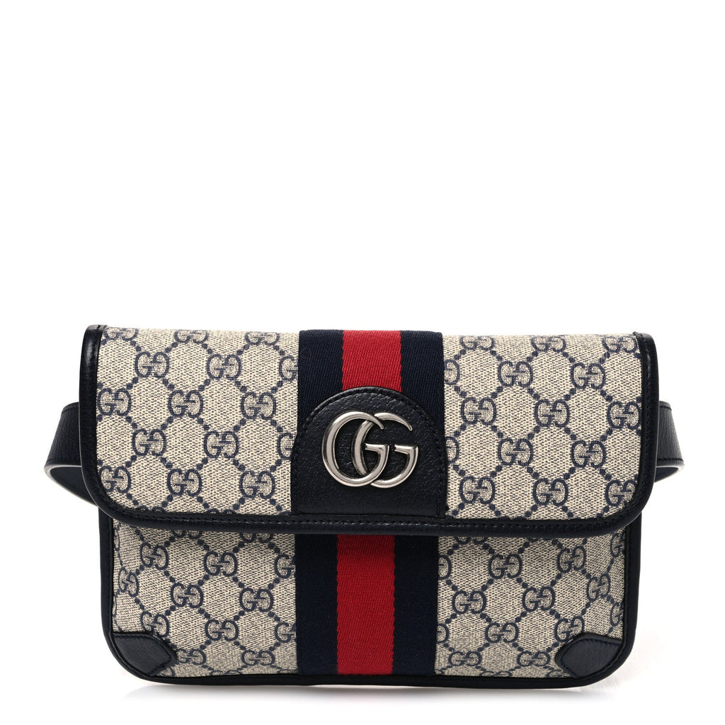 GG Supreme Monogram Web Small Ophidia Belt Bag 95 38 Beige Navy