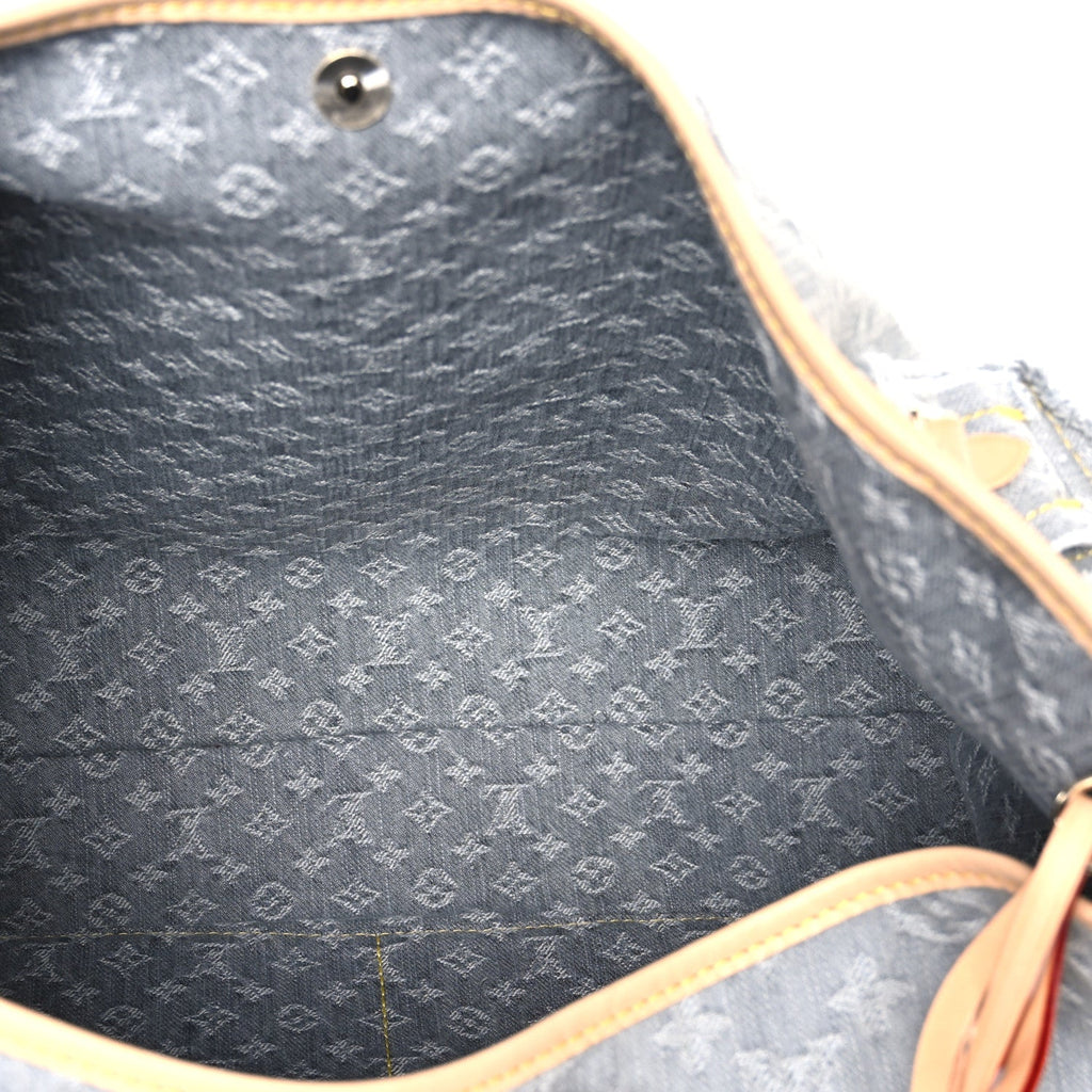 Monogram Denim CarryAll MM Washed Grey