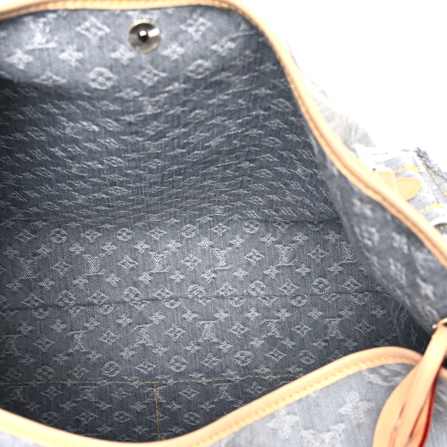 Monogram Denim CarryAll MM Washed Grey