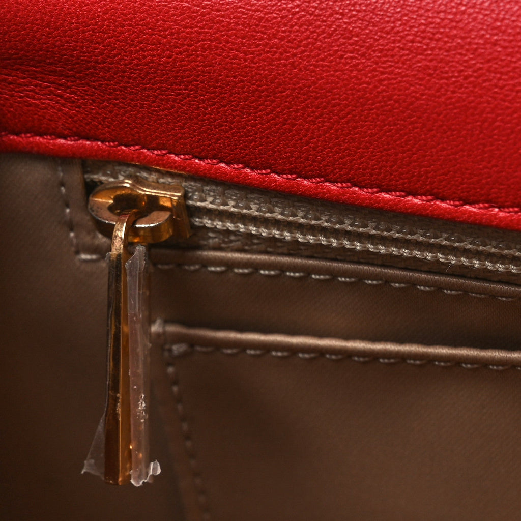 Lambskin Quilted Large Golden Class Flap Red