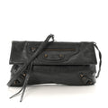 Agneau Classic Hardware Envelope Strap Clutch Gris Fossile
