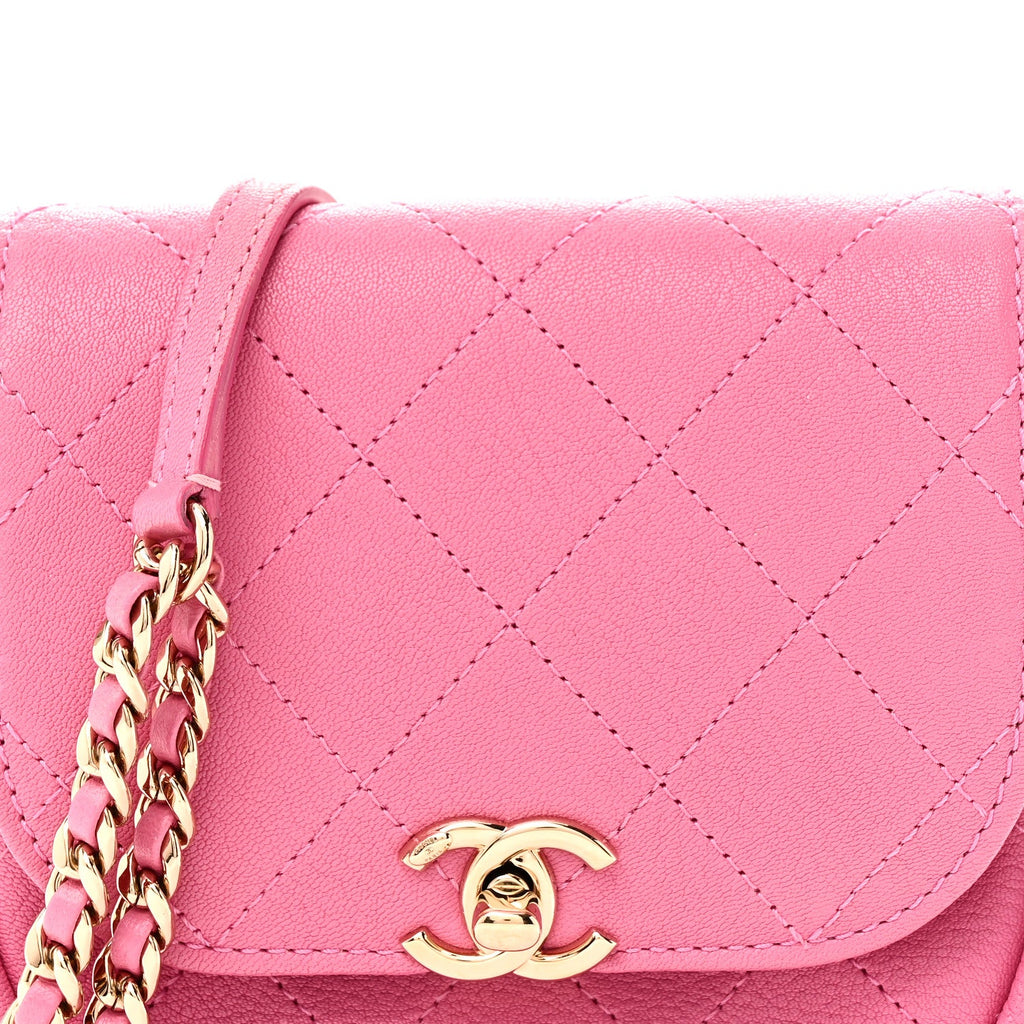 Goatskin Stitched Casual Trip Messenger Flap Pink