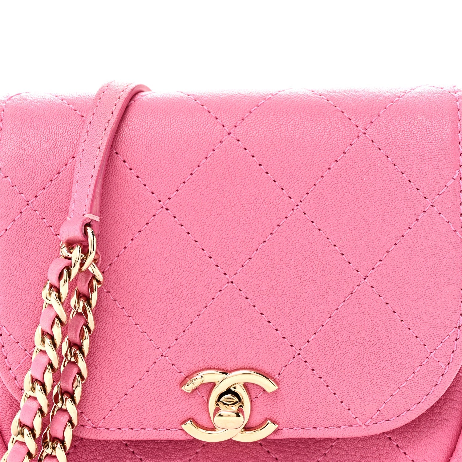 Goatskin Stitched Casual Trip Messenger Flap Pink
