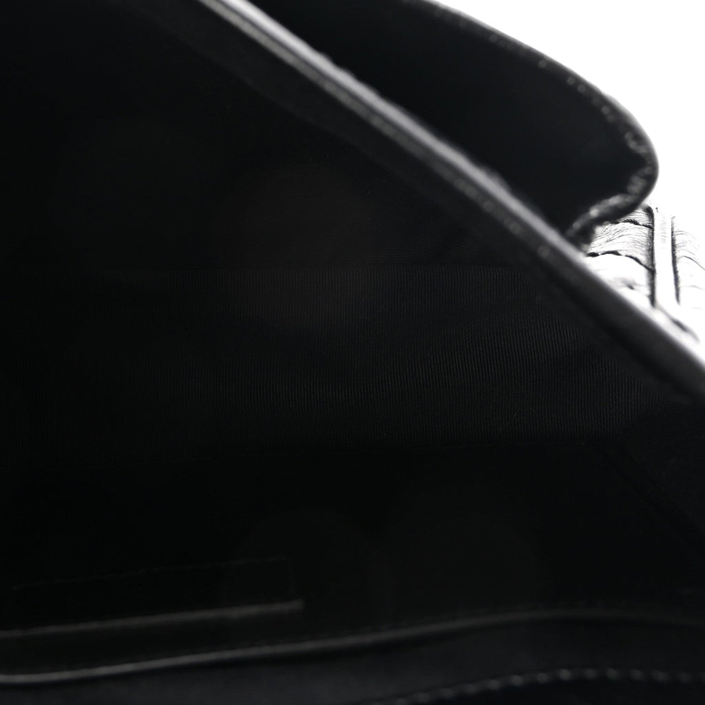 Crinkled Calfskin Matelasse Monogram Baby Niki Chain Satchel Black