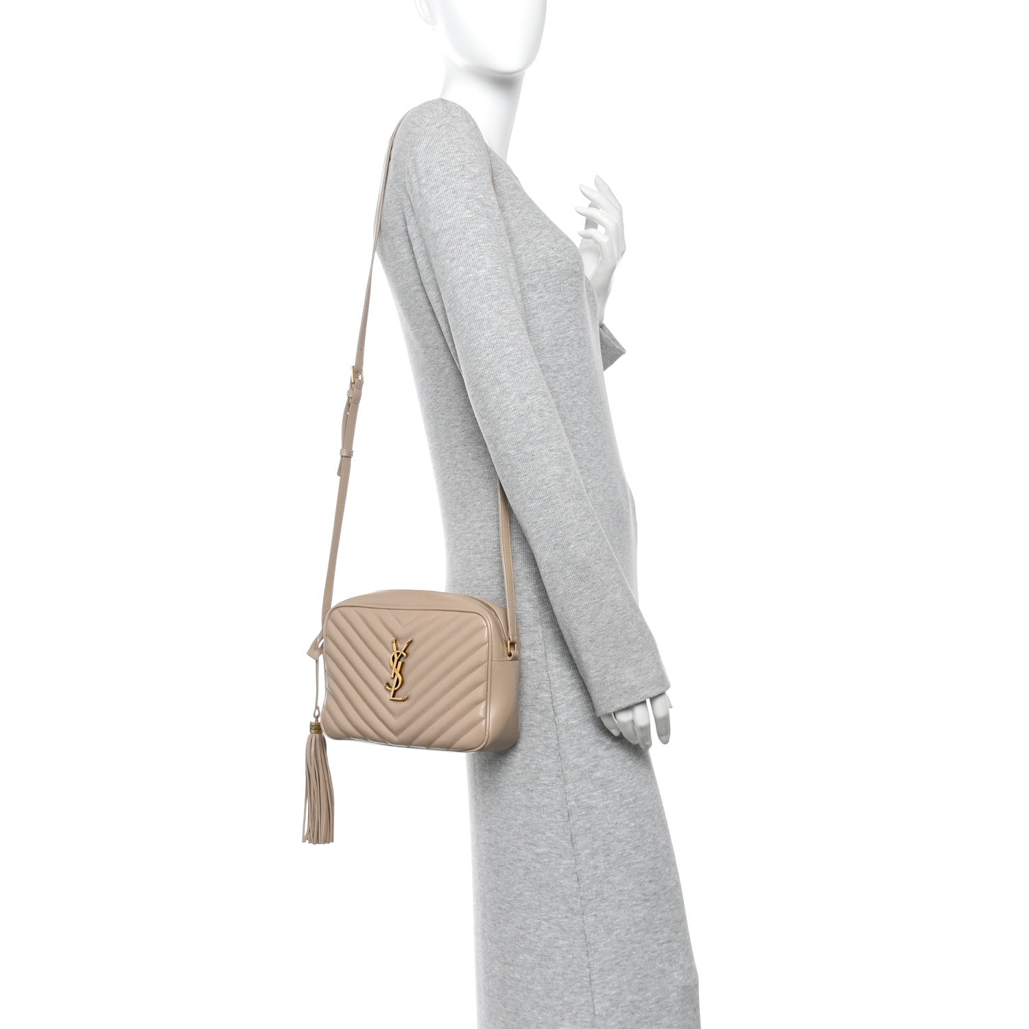 Calfskin Matelasse Monogram Lou Camera Bag Dark Beige