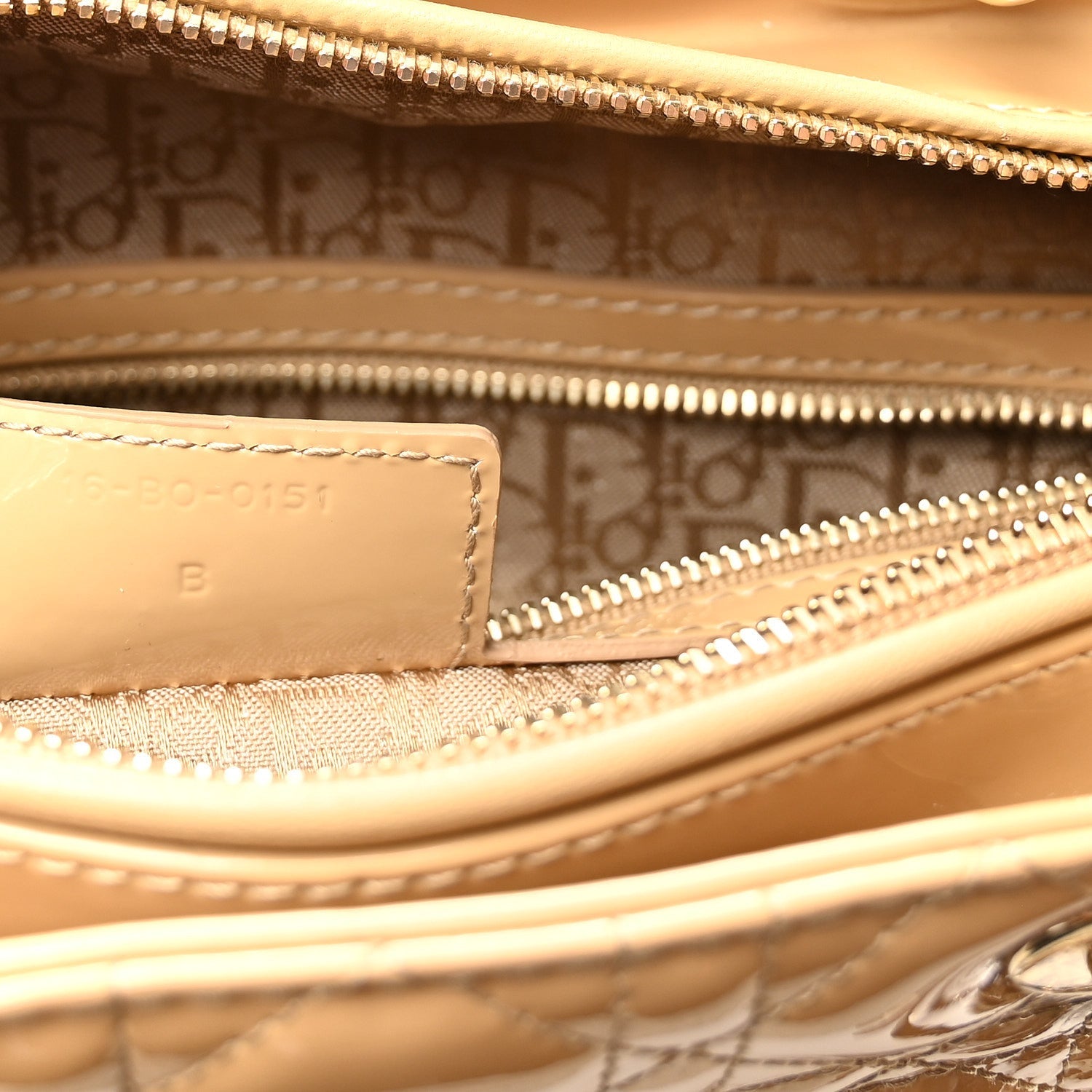 Patent Cannage Large Lady Dior Dark Beige