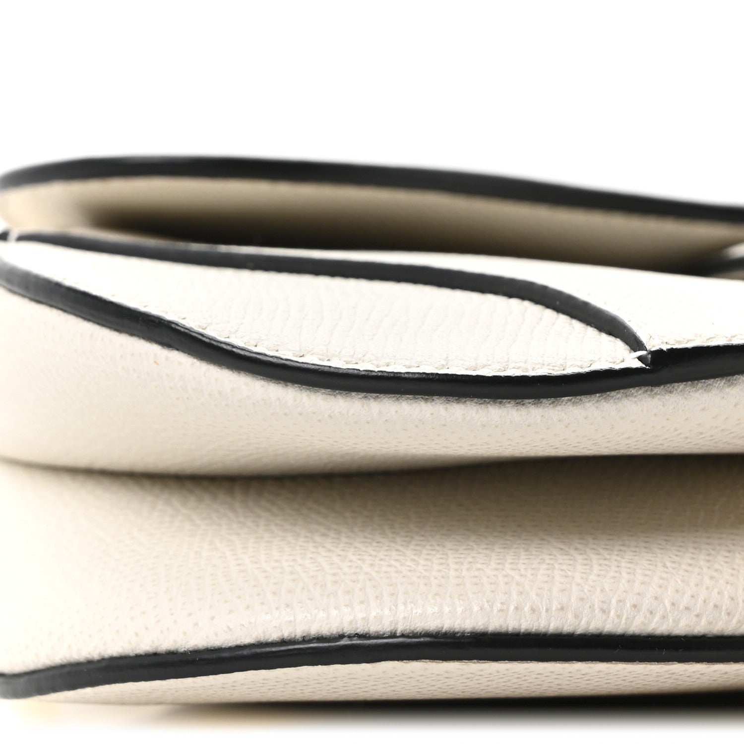 Grained Calfskin Mini Saddle Bag White