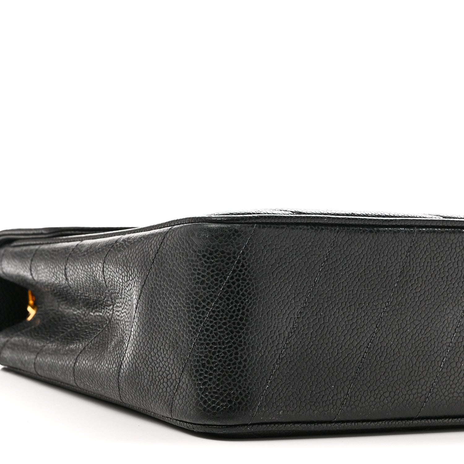 Caviar Chevron Quilted Jumbo Single Flap Black