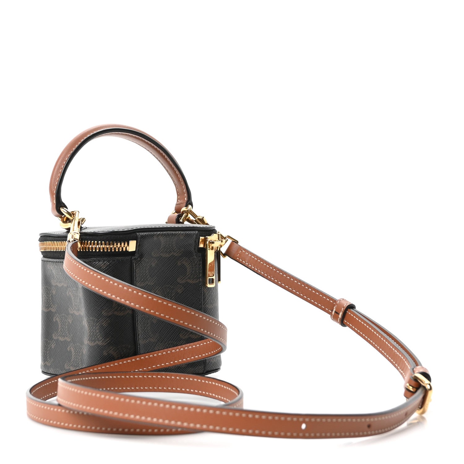 Triomphe Canvas Calfskin Mini Vanity Case Tan