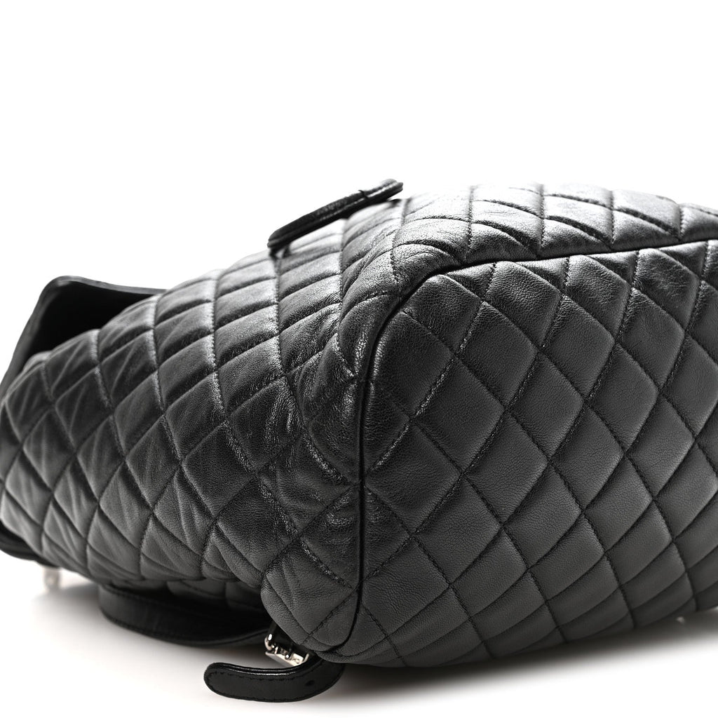 Lambskin Quilted Large Urban Spirit Backpack Black