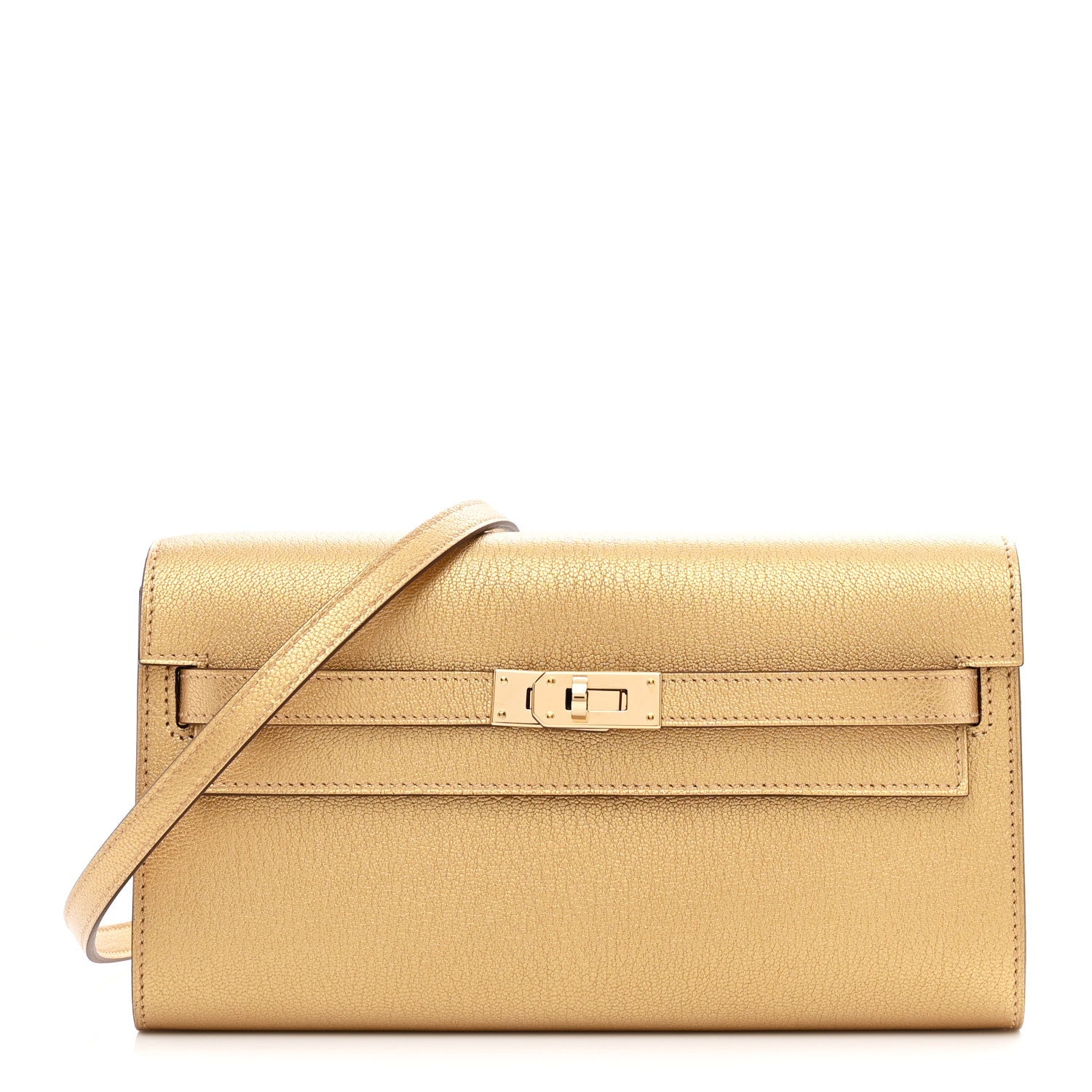Metallic Chevre Chamkilight Kelly Wallet To Go Dore