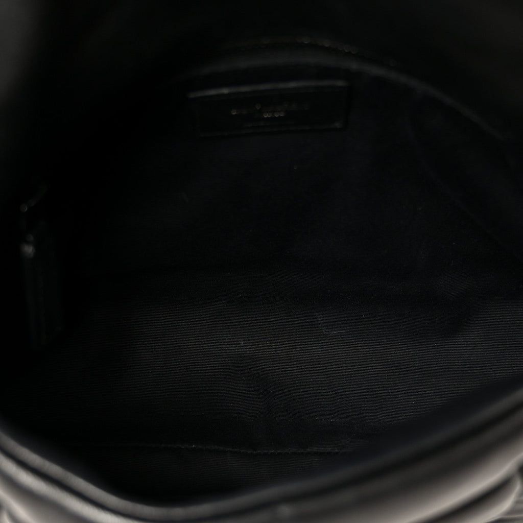 Lambskin Quilted Monogram Monochrome Small Loulou Puffer Chain Satchel Black