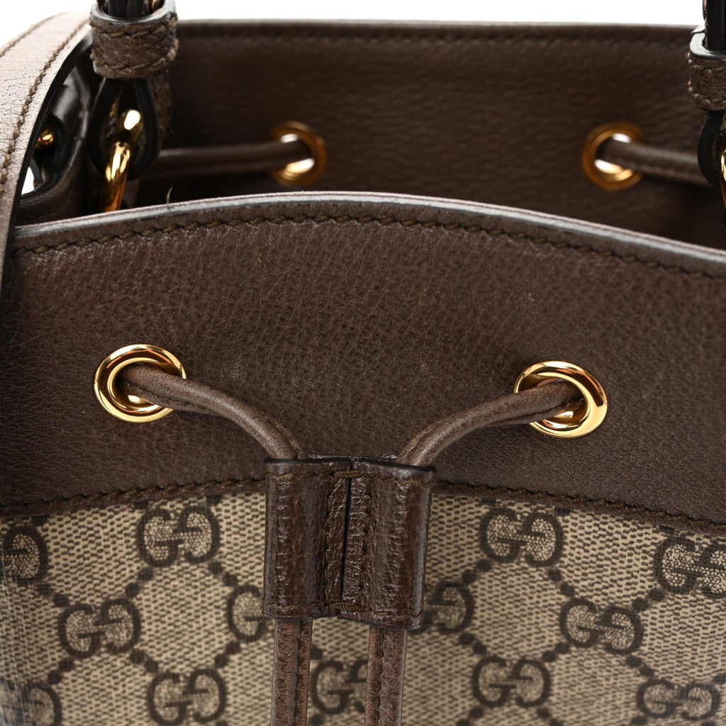 GG Supreme Monogram Web Small Ophidia Bucket Bag Brown
