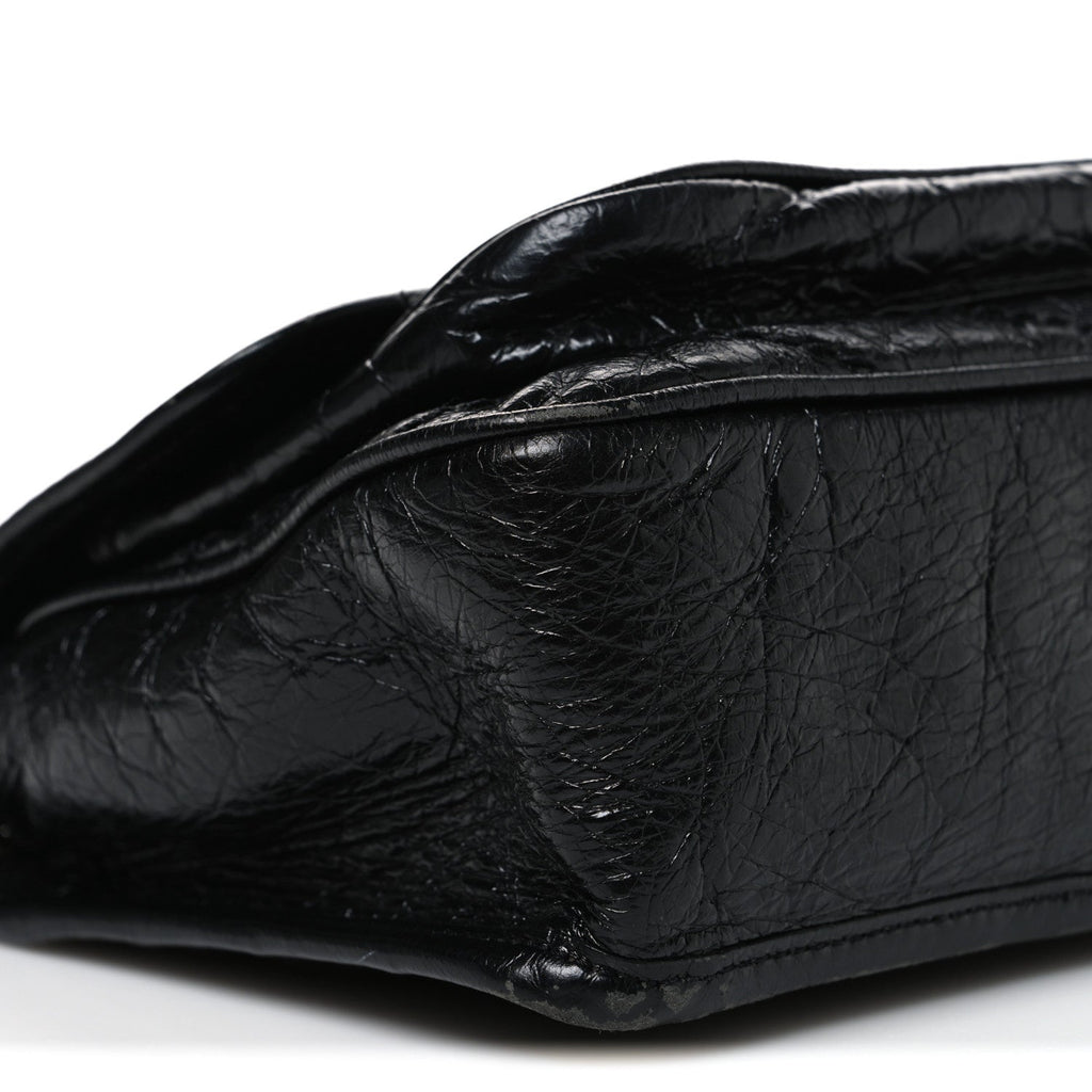 Crinkled Calfskin Matelasse Monogram Baby Niki Chain Satchel Black