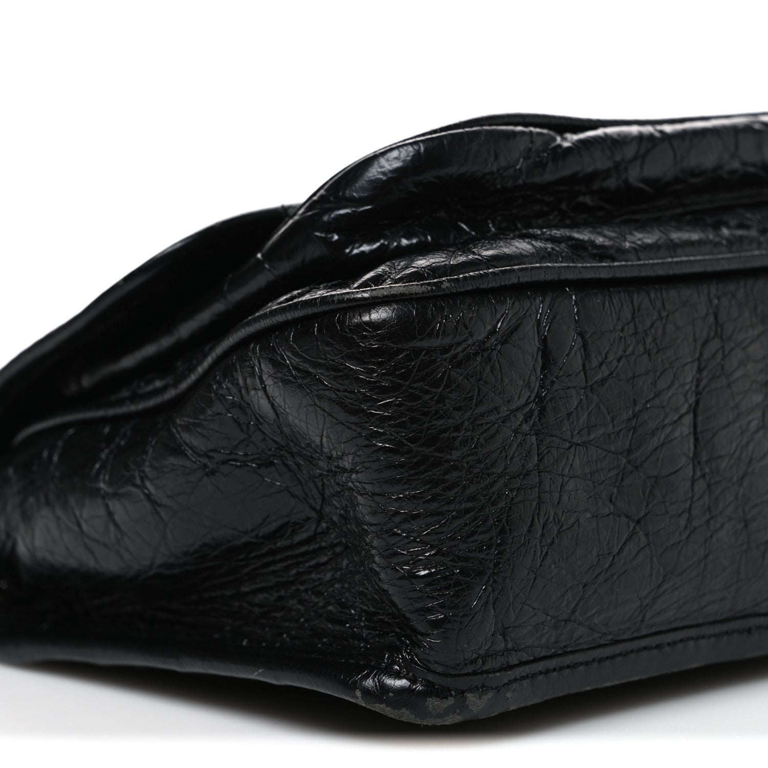 Crinkled Calfskin Matelasse Monogram Baby Niki Chain Satchel Black