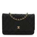 Lambskin Quilted Wallet On Chain WOC Black