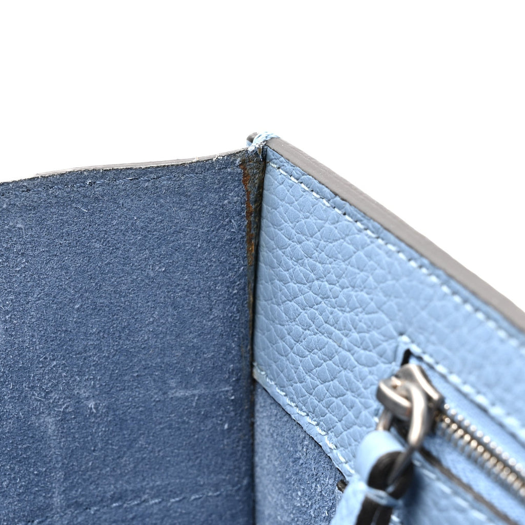 Classic Grain Calfskin Small Bayswater Porcelain Blue