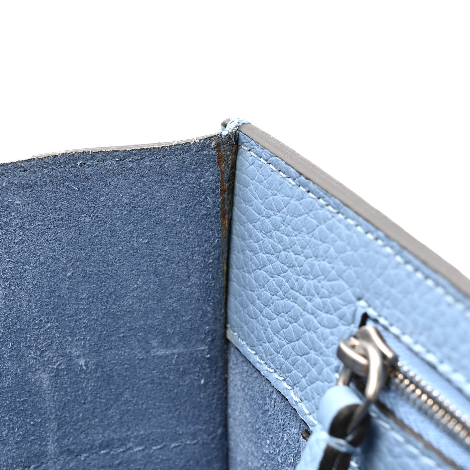 Classic Grain Calfskin Small Bayswater Porcelain Blue