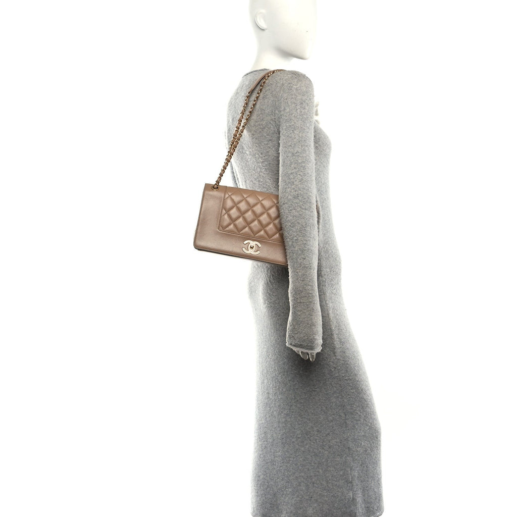 Sheepskin Quilted Vintage Mademoiselle Flap Beige