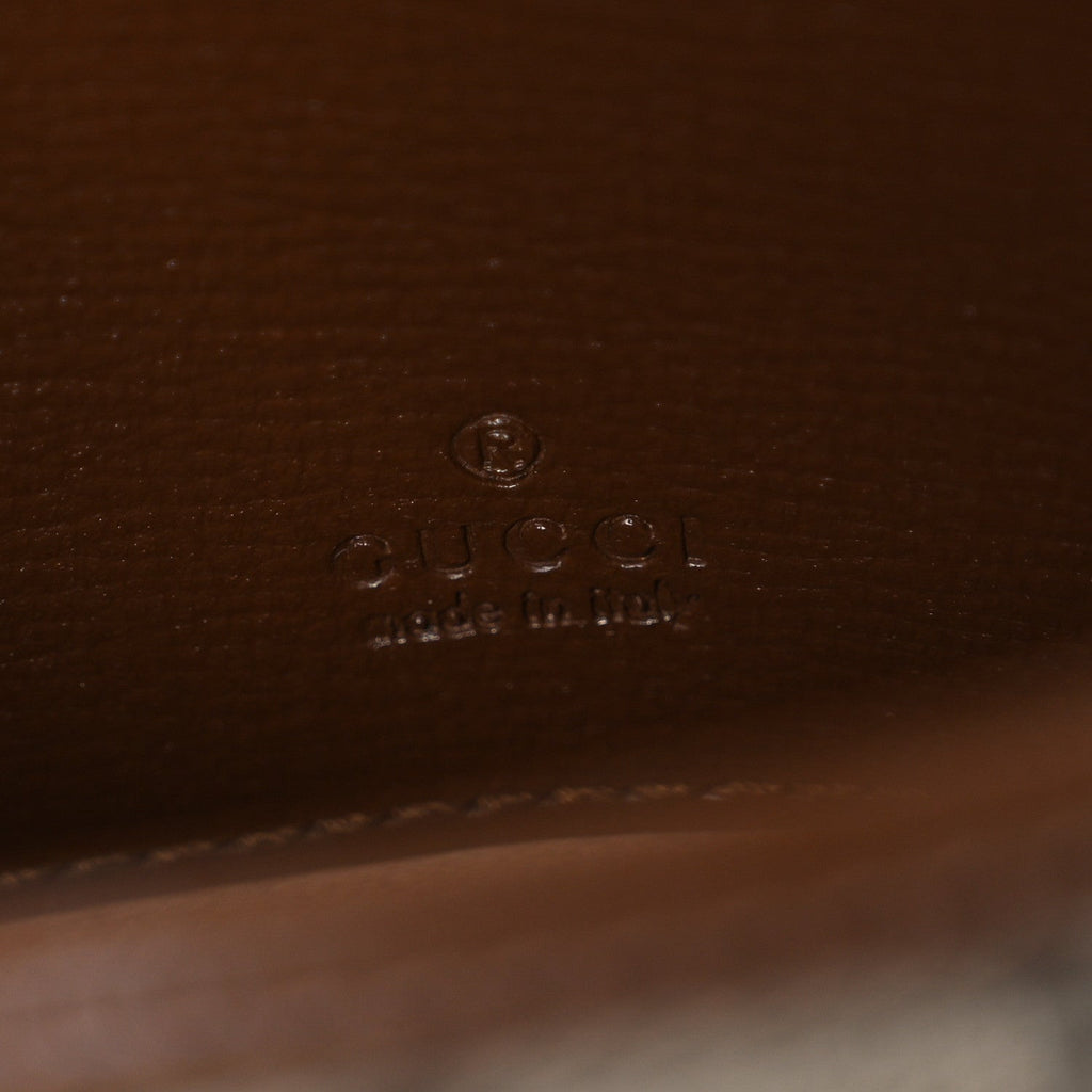 GG Supreme Monogram Azalea Calfskin Web Horsebit 1955 Wallet On Strap Beige Ebony Brown Sugar