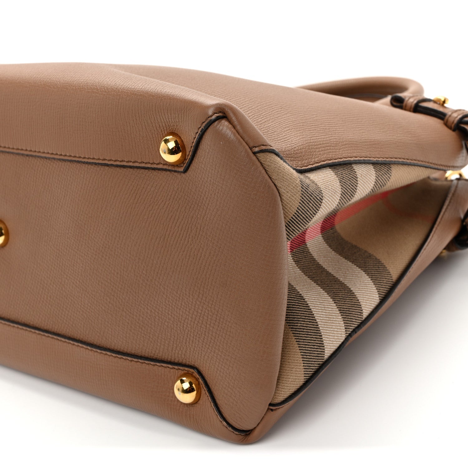 Grainy Calfskin House Check Medium Banner Tote Dark Sand