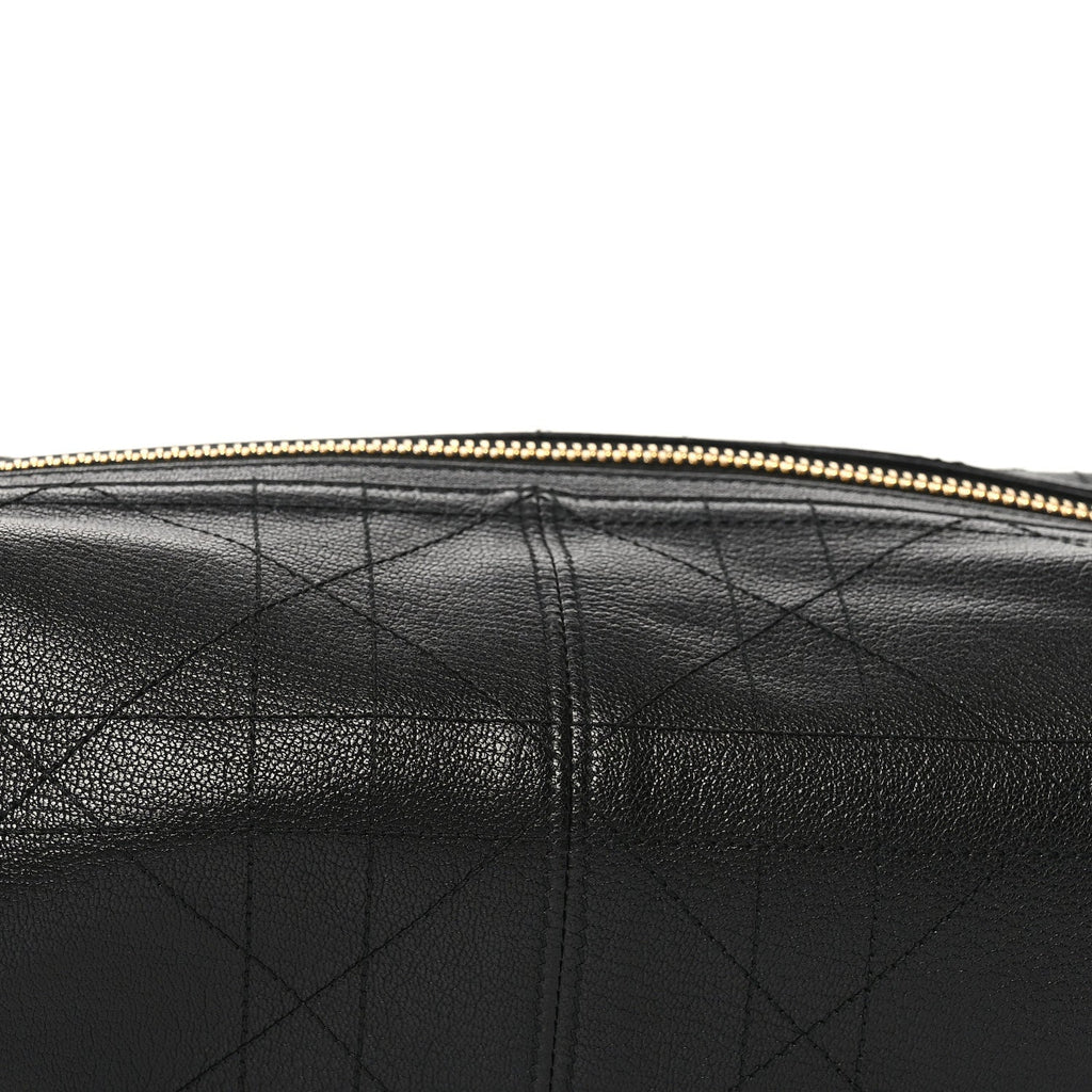 Shiny Grained Calfskin Macrocannage Medium D-Journey Bag Black