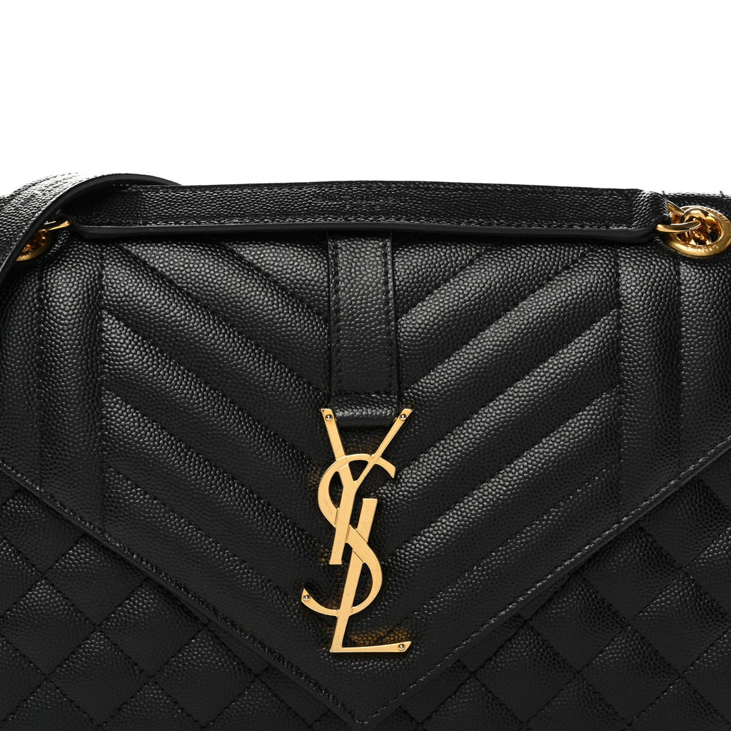 Grain De Poudre Textured Mixed Matelasse Triquilt Medium Monogram Satchel Black Black
