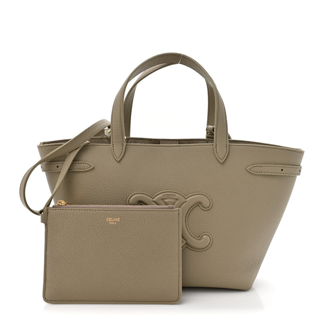 Grained Calfskin Triomphe Mini Cabas Anais Modern Taupe