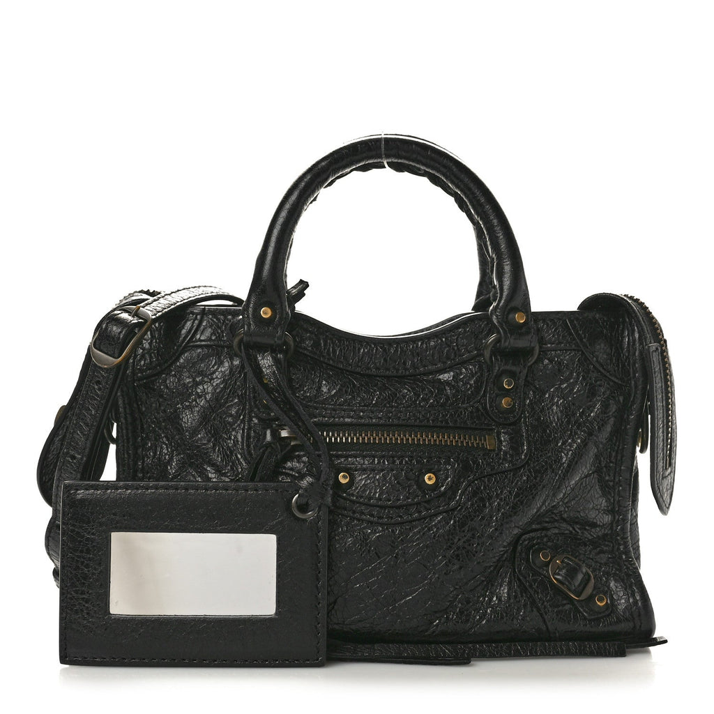 Agneau Classic Gold Hardware Nano City Black