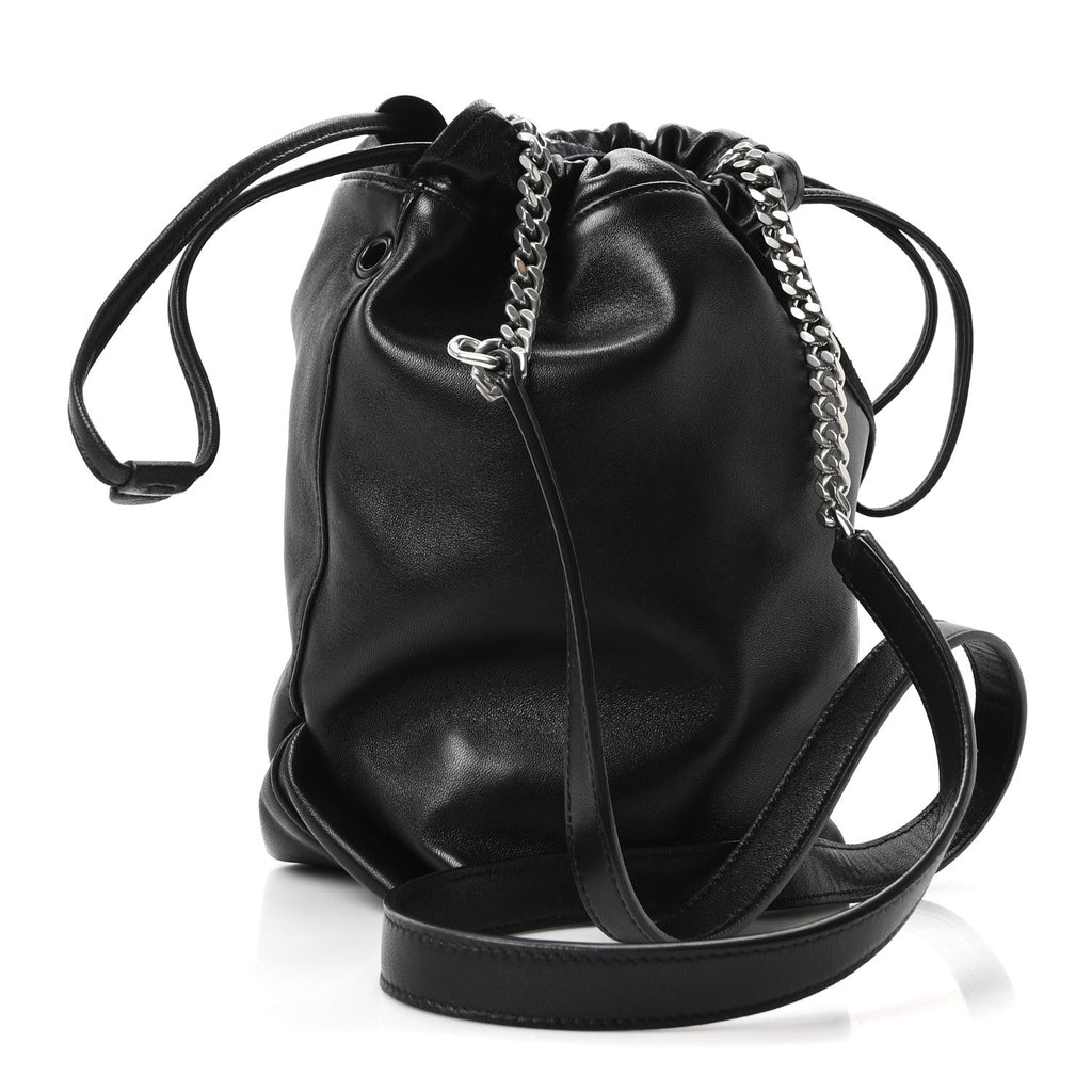 Lambskin Small Teddy Bucket Bag Black
