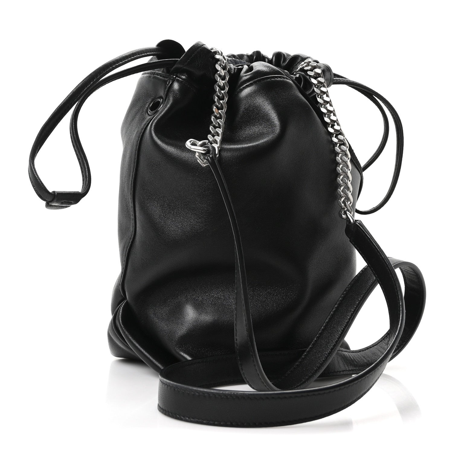 Lambskin Small Teddy Bucket Bag Black
