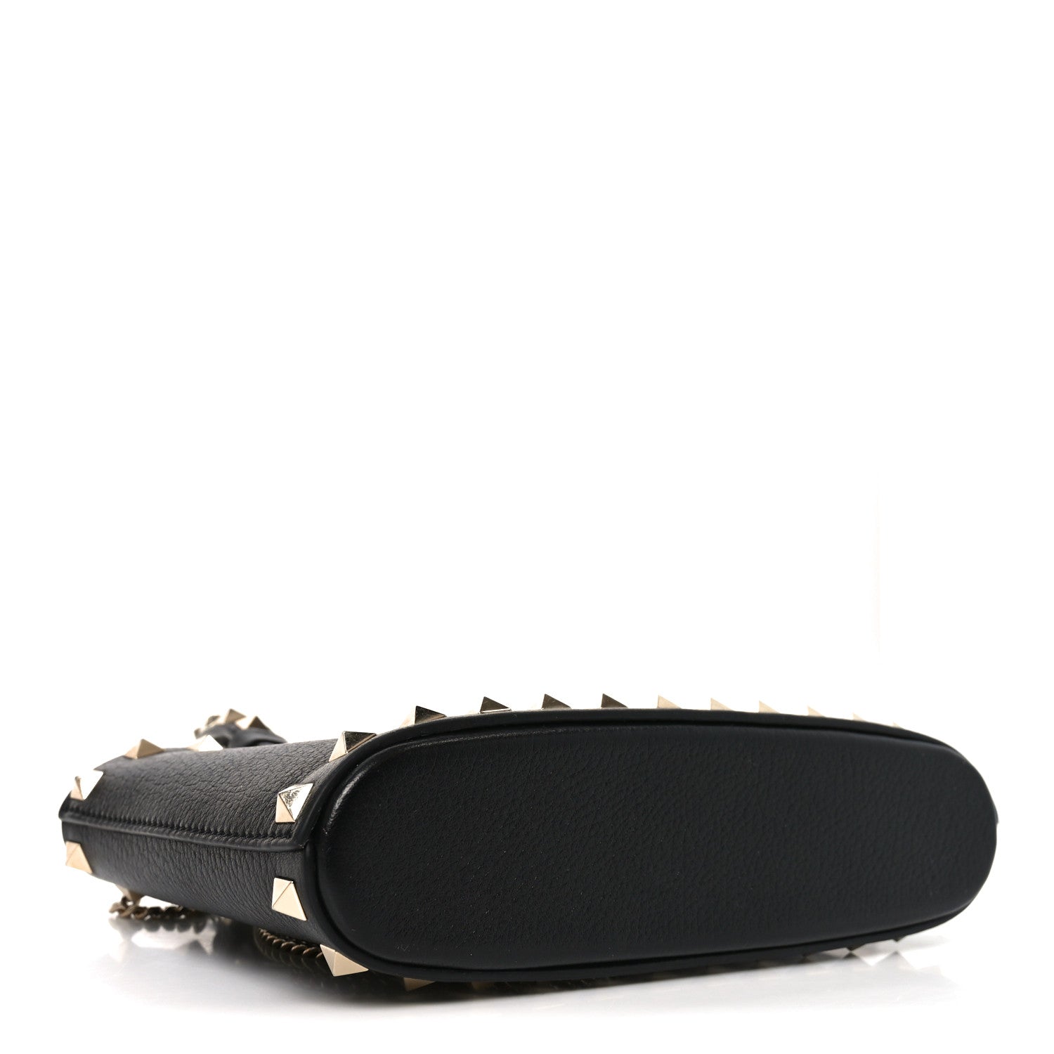 Grainy Calfskin Mini Rockstud Shopping Bag Black