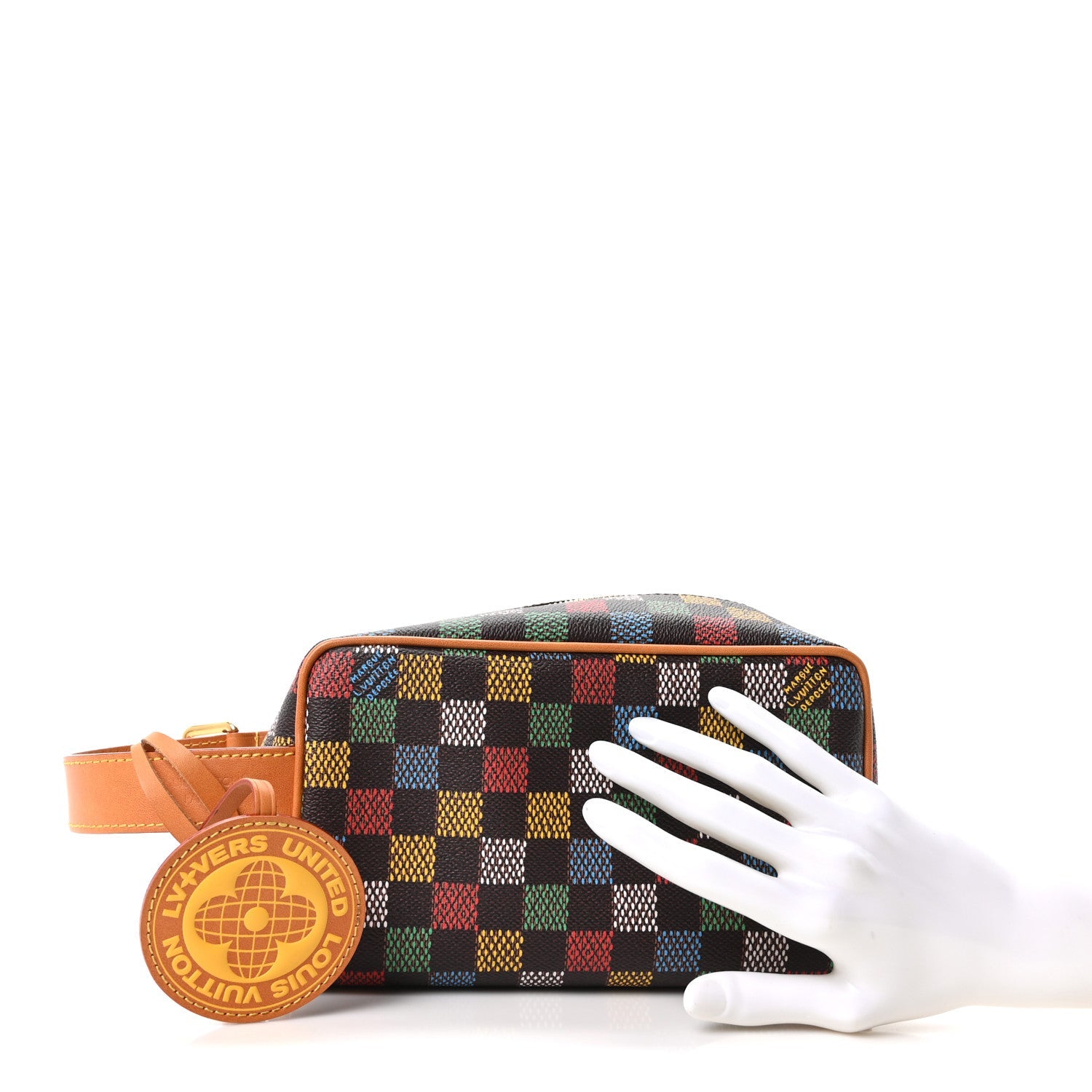 LV Vers Damier Ebene Locker Dopp Kit Toilet Pouch Multicolor
