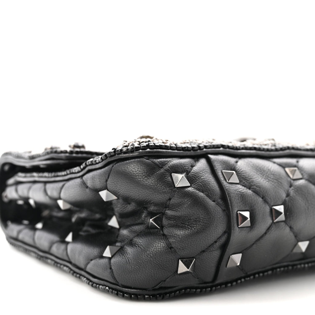 Beaded Small Rockstud Spike It Shoulder Bag Black