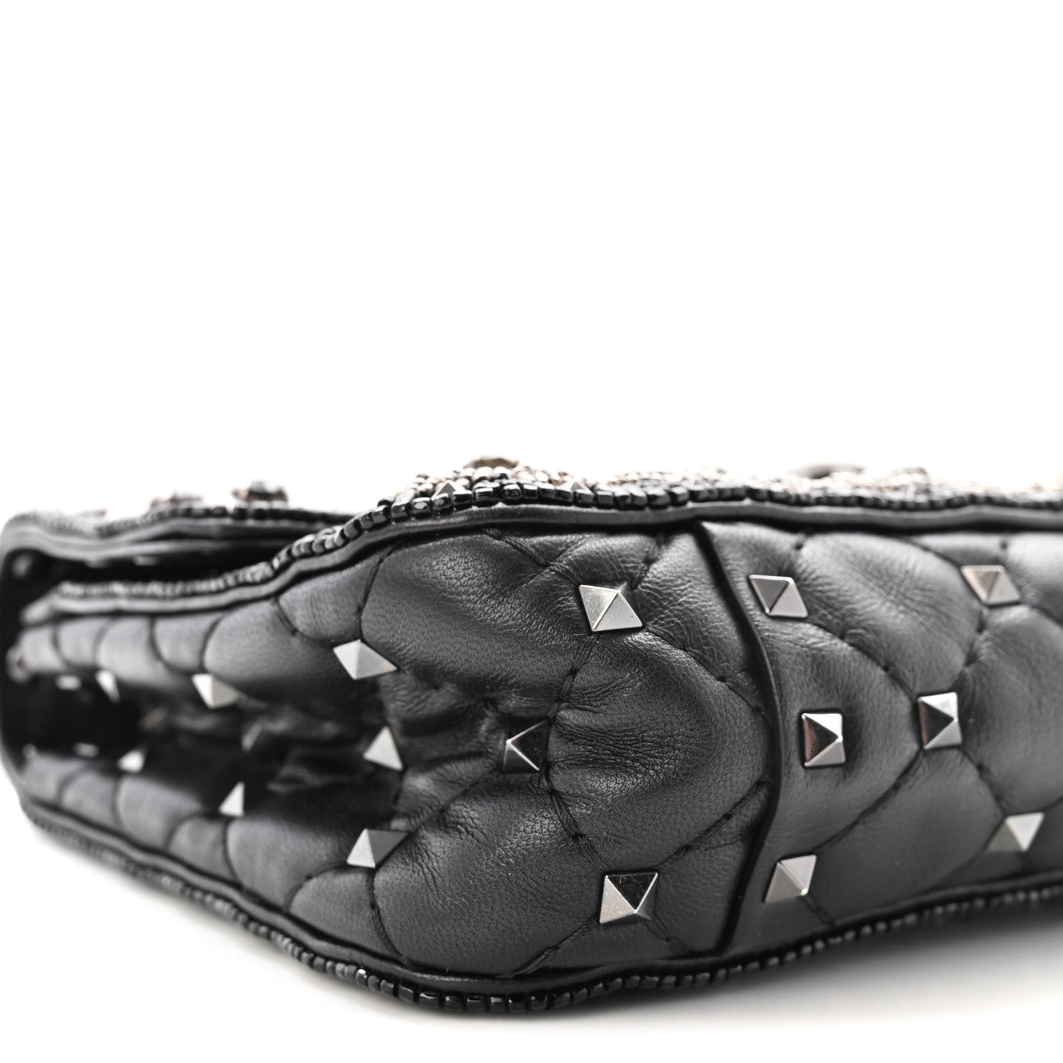 Beaded Small Rockstud Spike It Shoulder Bag Black