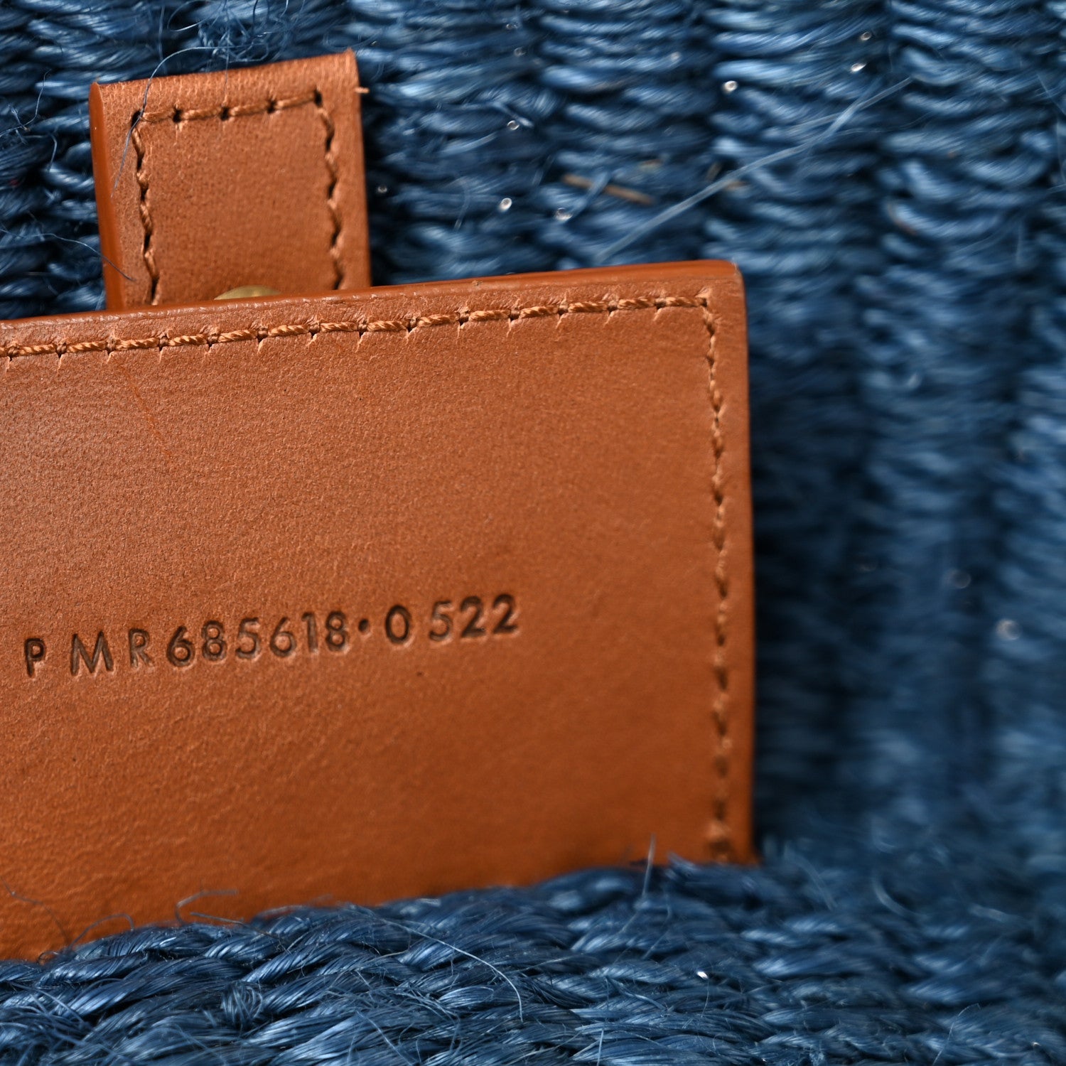Raffia Calfskin Small Panier Tote Blue
