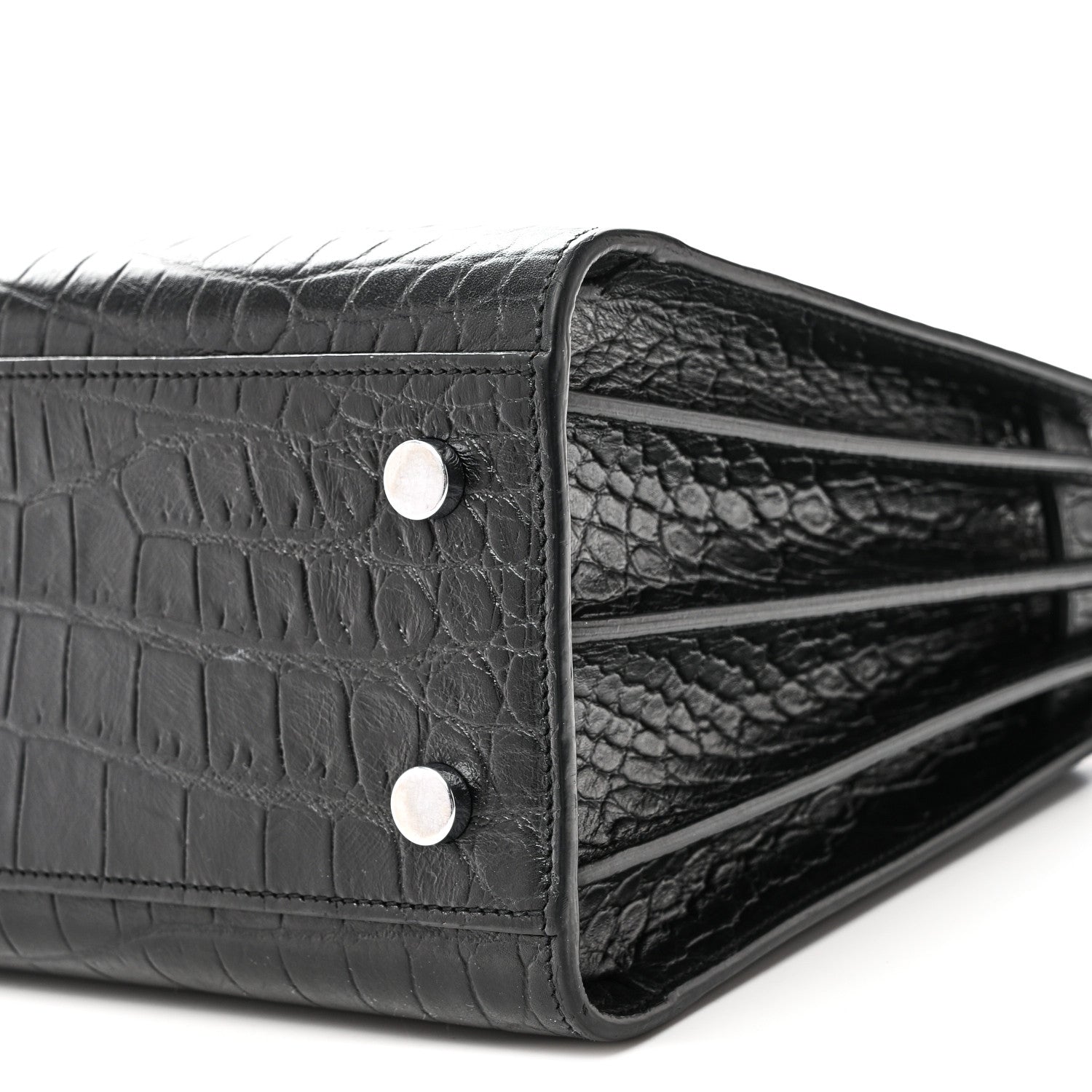 Calfskin Crocodile Embossed Baby Sac De Jour Black