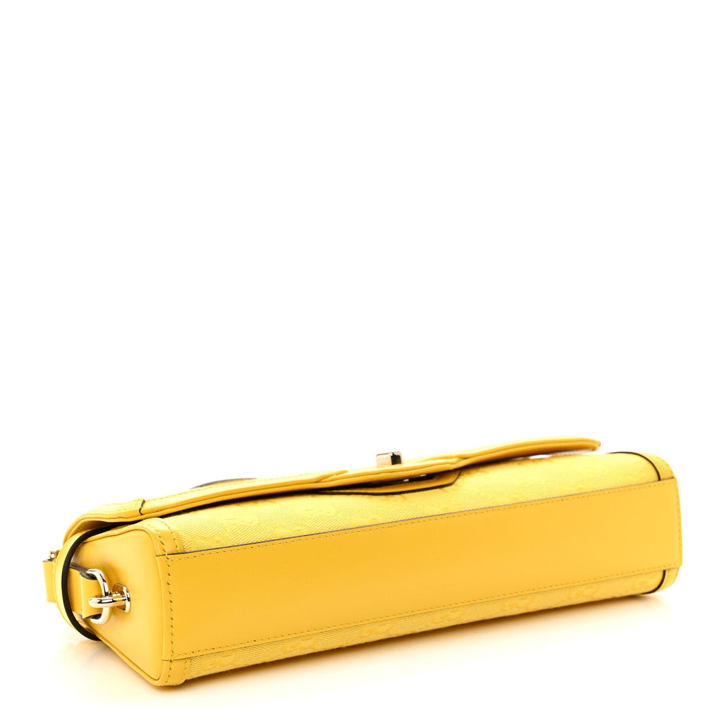 GG Monogram Textured Dollar Calfskin Small Luce Shoulder Bag Yellow