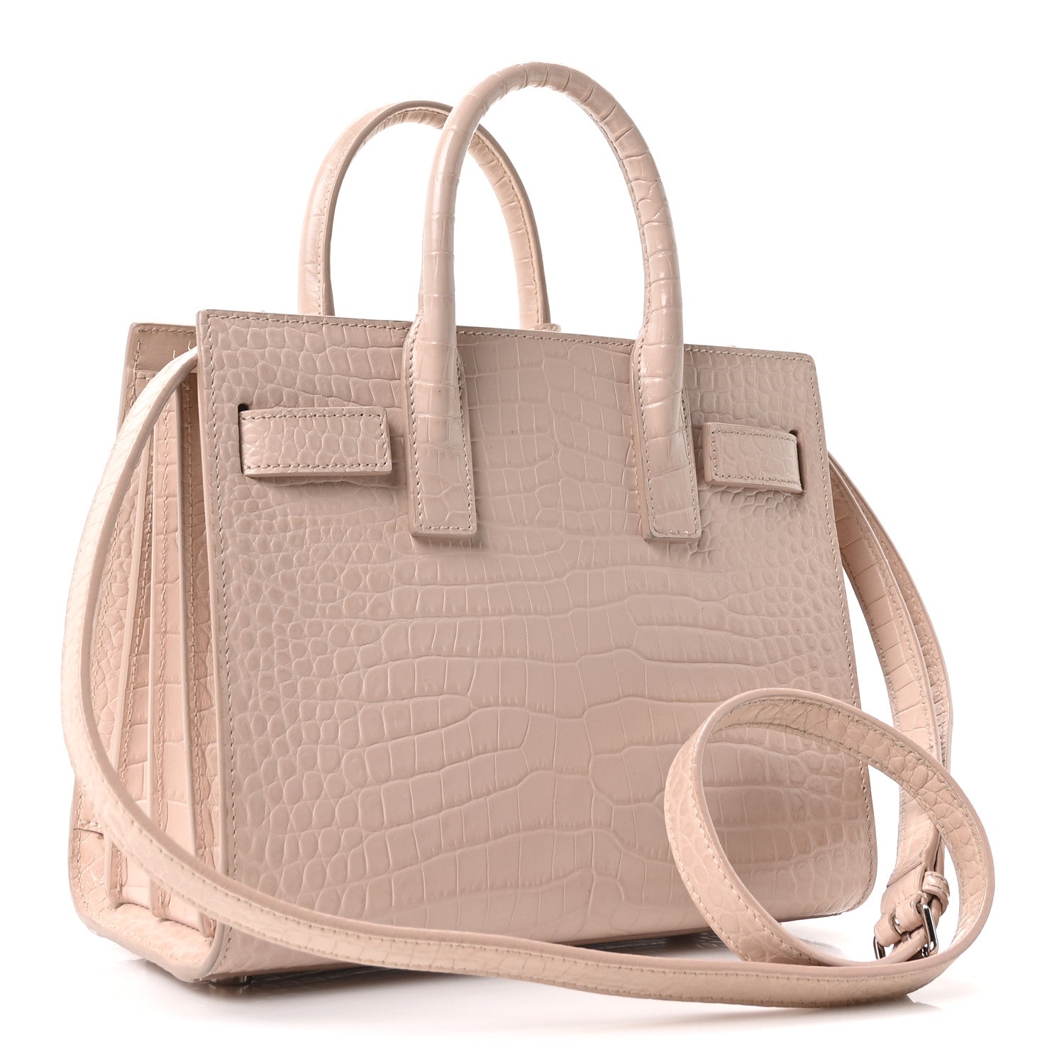Calfskin Crocodile Embossed Nano Sac De Jour Marble Pink