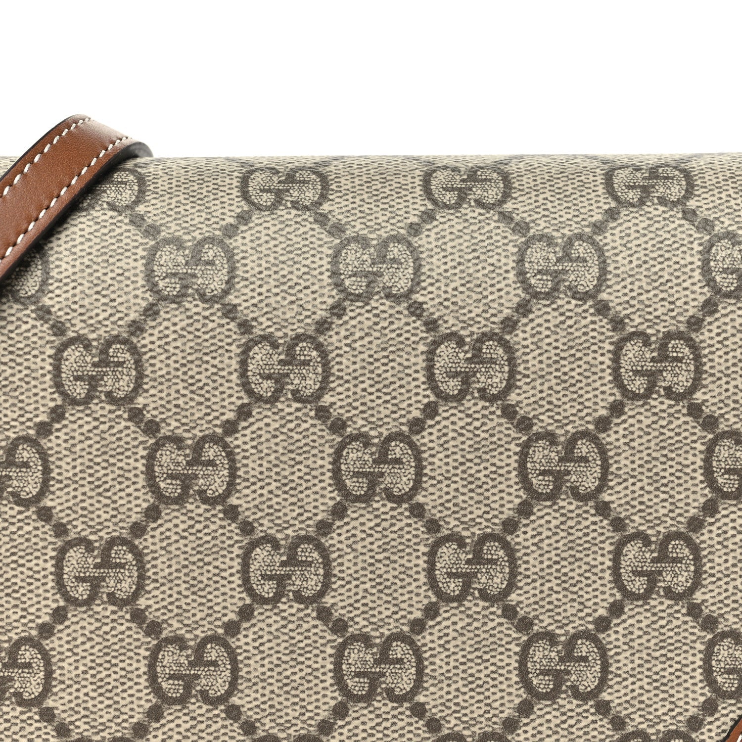 GG Emblem Monogram Wallet With Strap Beige Brown