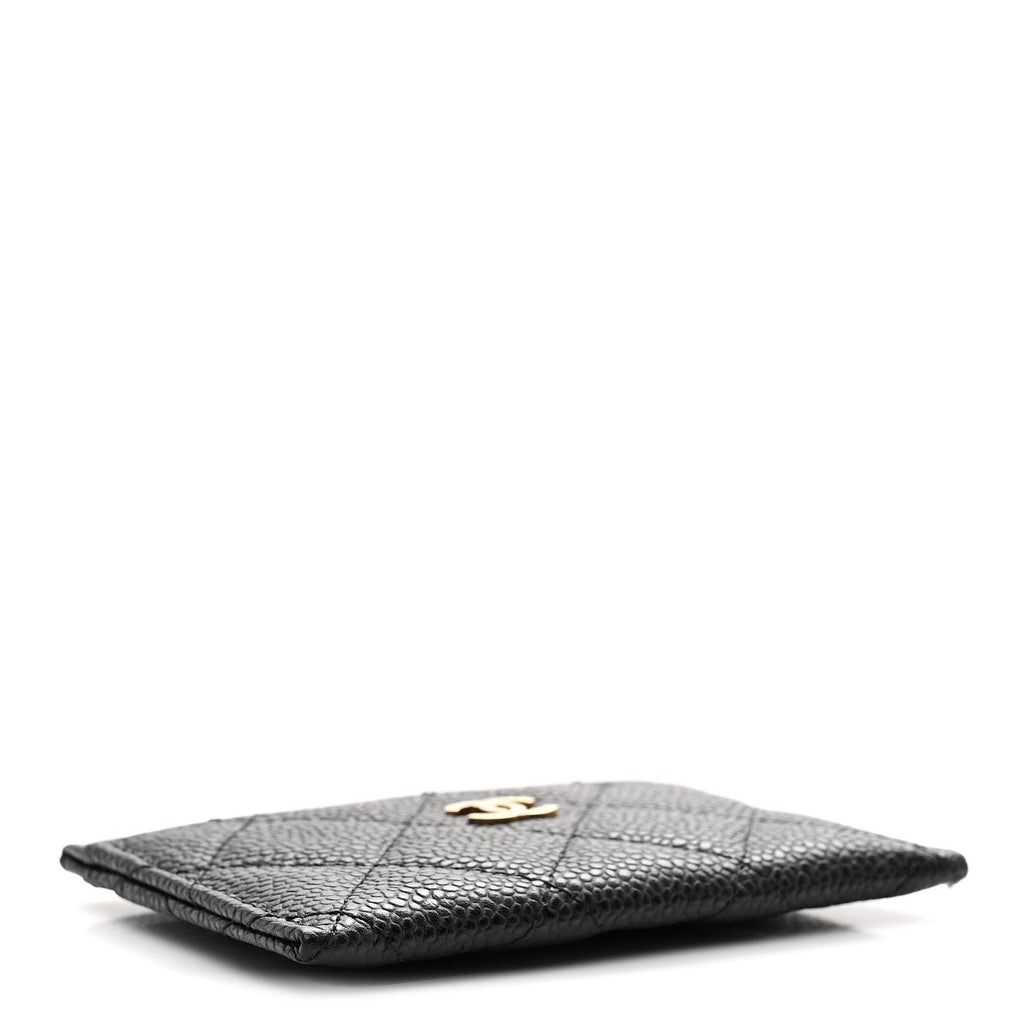 Caviar Quilted Card Holder Black