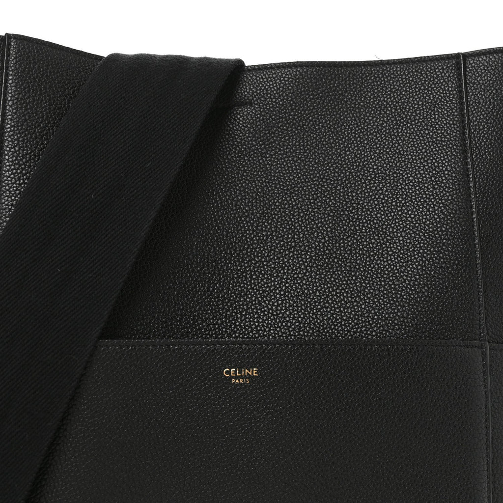 Soft Grained Calfskin Sangle Bucket Bag Black